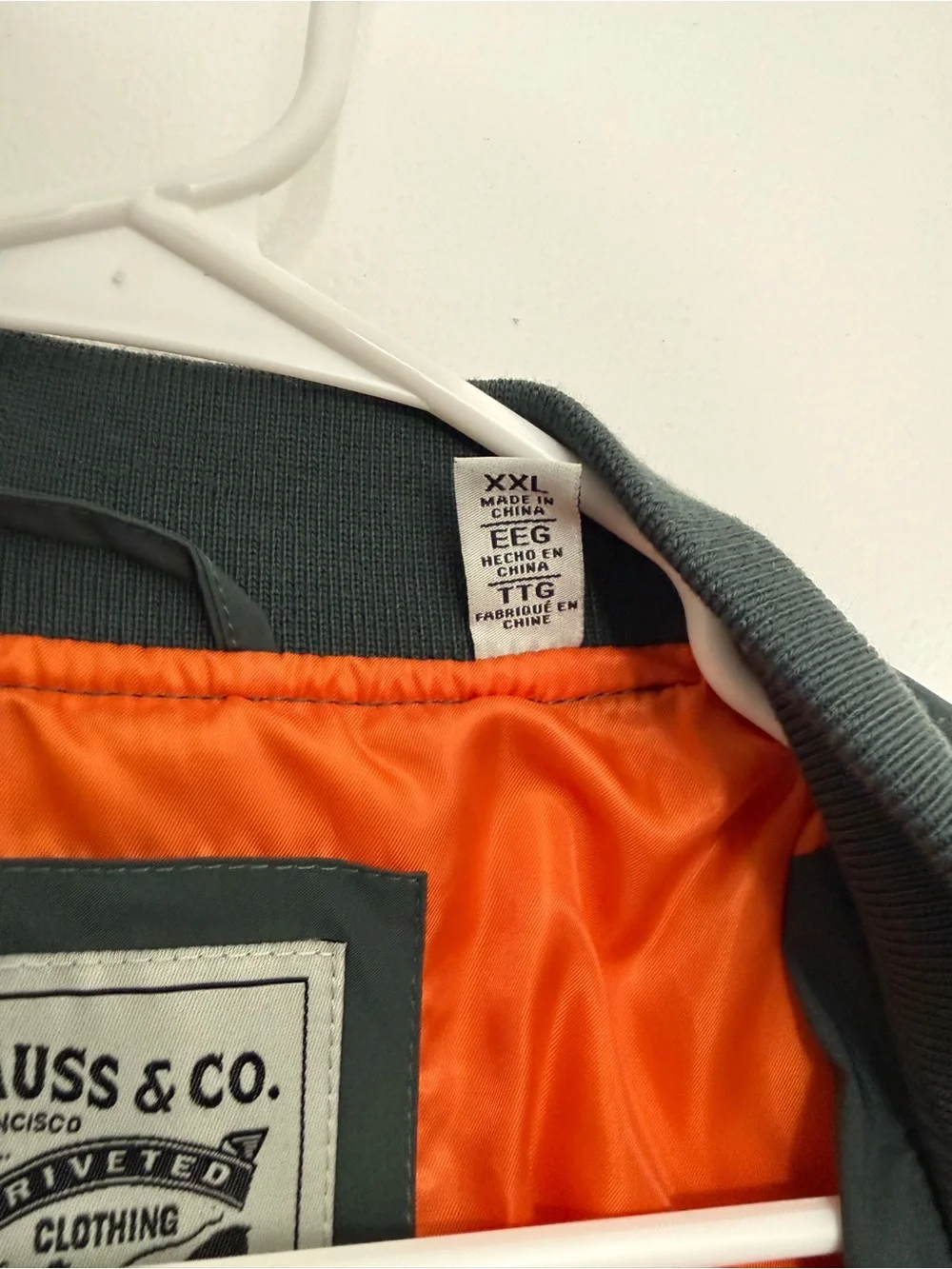 Levi's Quilted Bomber Jacket in Deep Green with Orange Lining